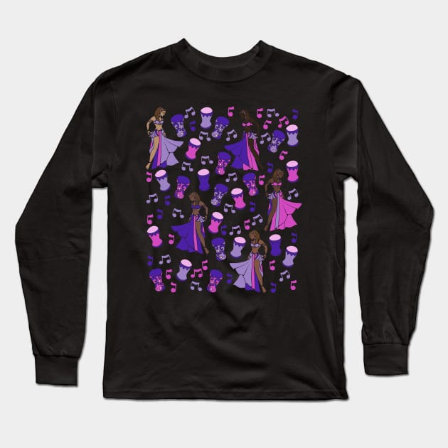 Purple Belly Dancer Long Sleeve T-Shirt by bubbsnugg